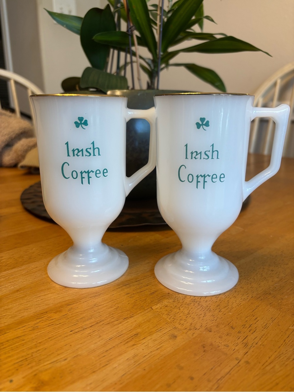 Vintage Milk Glass Irish Coffee Mugs
